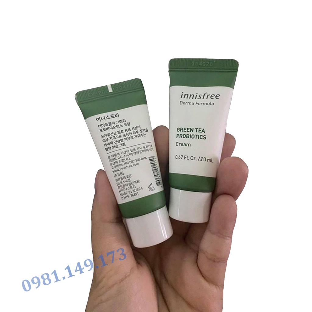 Kem Dưỡng Ẩm, Phục Hồi Da Từ Trà Xanh Innisfree Derma Formula Green Tea Probiotics Cream 10ml