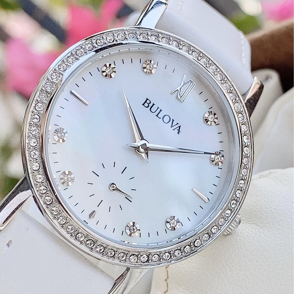 Đồng hồ nữ Bulova #96L245 dây da trắng trẻ trung