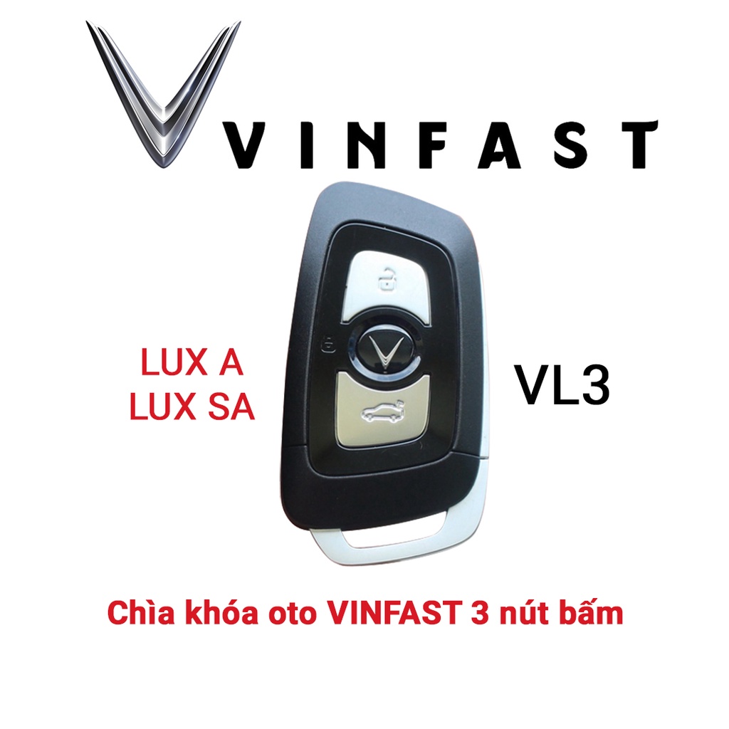 Bao da bọc chìa khóa smartkey ô tô Vinfast Lux A Lux SA 3 nút bấm khâu tay móc đen VL