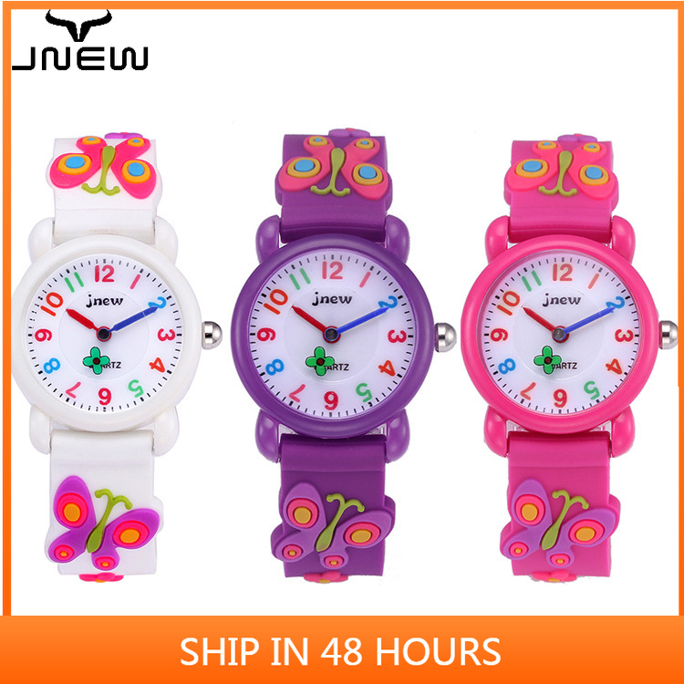 Đồng Hồ Nữ Dây Silicon Mặt Hình Bướm 3d Dễ Thương