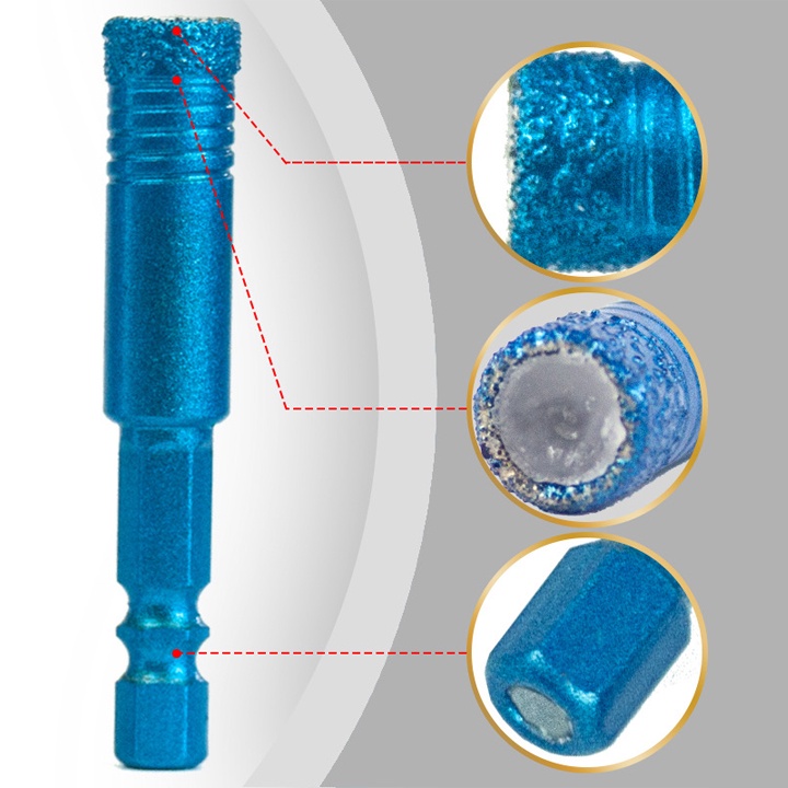 (Bán lẻ) Mũi khoan kính,gạch men,đá hoa,thủy tinh đa năng chuôi lục giác 6.3mm