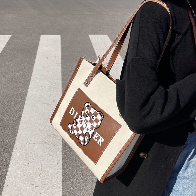 Túi Xách Cỡ Lớn Phối Màu Tương Phản Thời Trang Xuân Đông Cho Nữ 2022