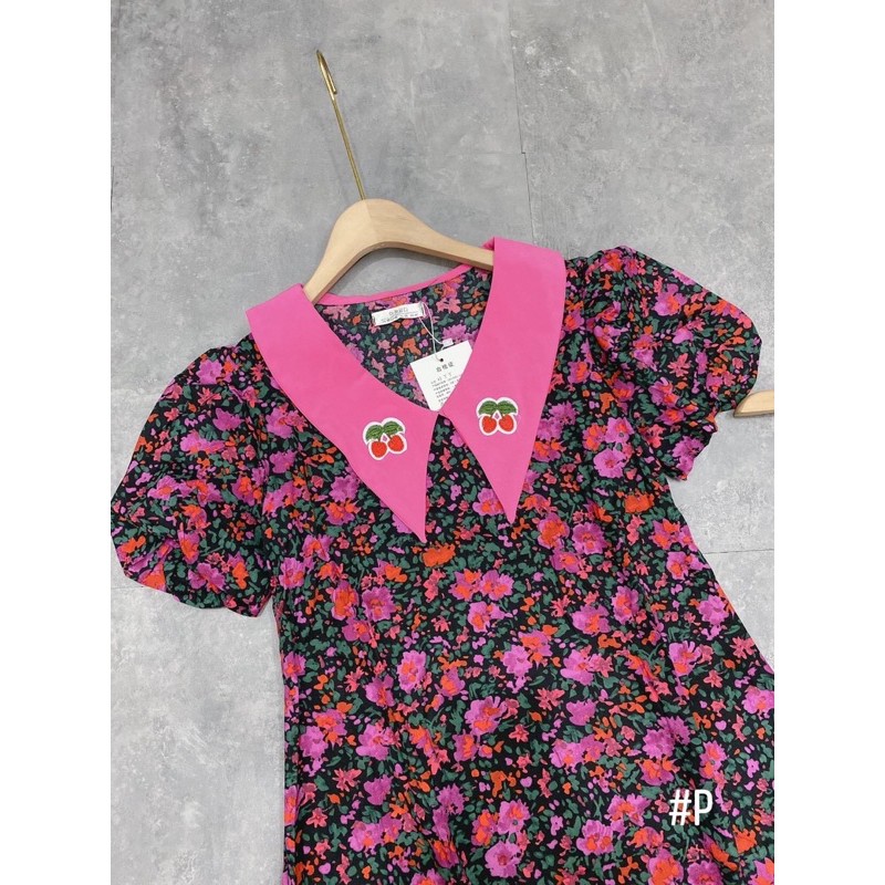[Mã FATHANG5 giảm 10K đơn 50K] Đầm hoa dáng xoè đính cherry dễ thương🌸 Ảnh thật | BigBuy360 - bigbuy360.vn