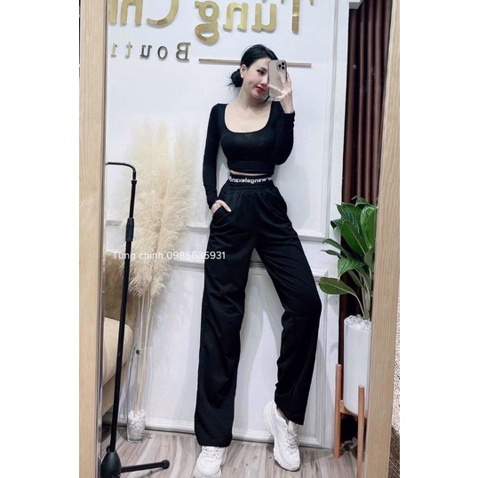 set thể thao ống suông phối chữ cá tính