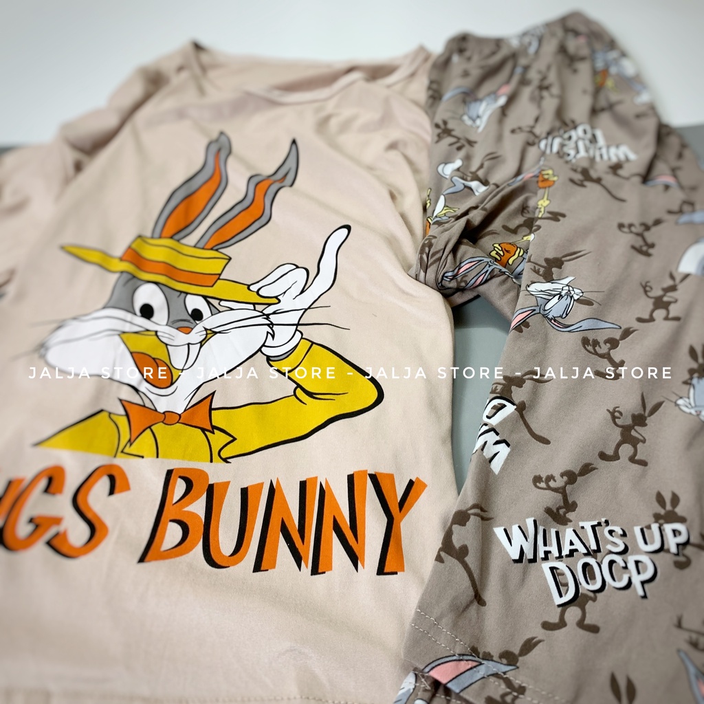 Bộ ngủ mặc nhà cộc tay quần dài đồ bộ họa tiết hoạt hình cute dễ thương chất cotton thun lạnh dáng rộng JALJA Set06 | BigBuy360 - bigbuy360.vn