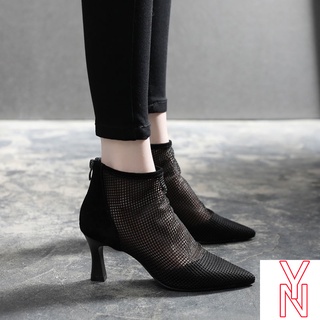 Giày bốt lưới cao gót 5/7cm mũi nhọn thời trang 2021 cho nữ