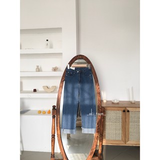 Quần culottes jeans xanh gập gấu