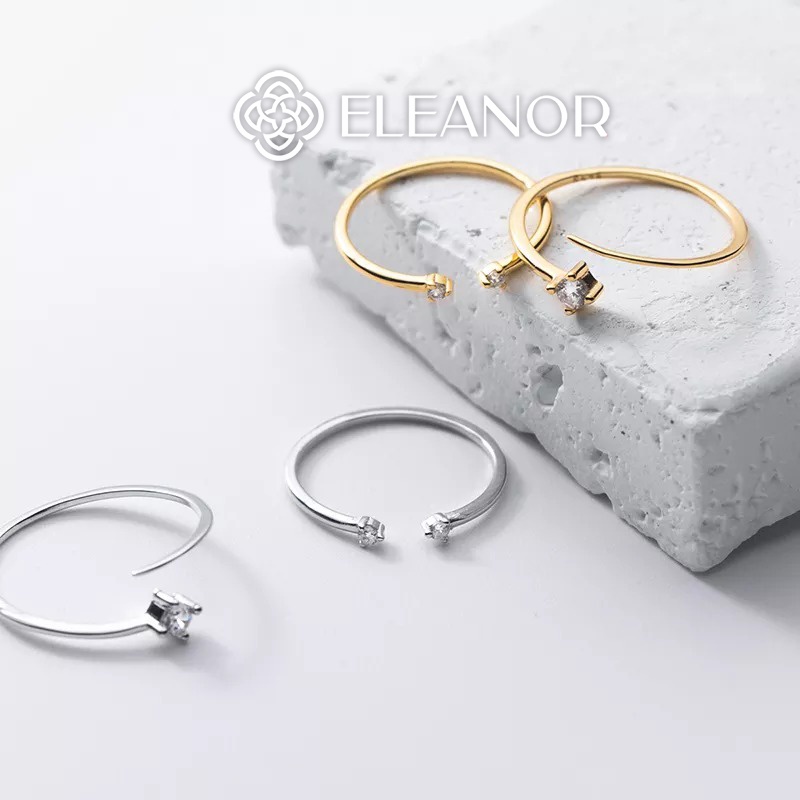 Nhẫn nữ hở bạc 925 Eleanor Accessories phụ kiện trang sức đính đá đơn giản