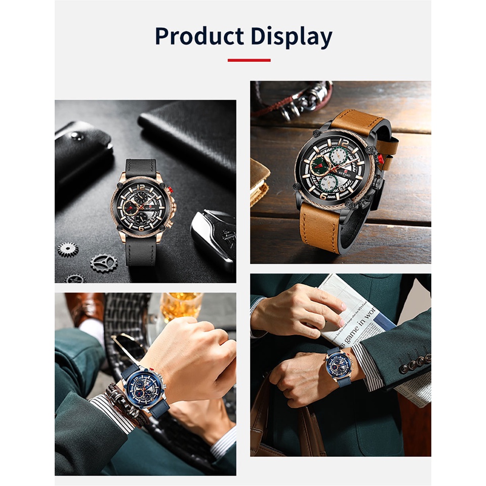 Đồng Hồ Quartz Chống Thấm Nước Với Dây Đeo Da Chronograph