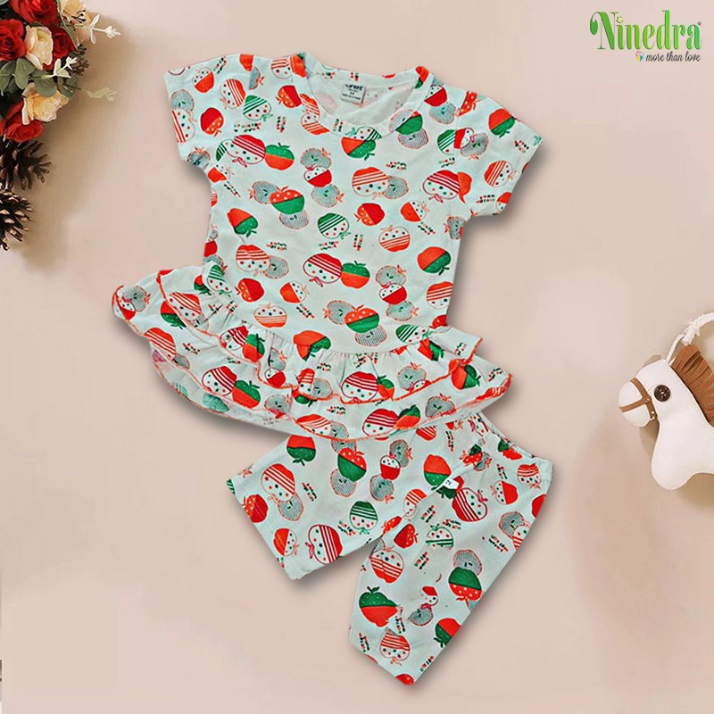 Đồ bộ bé gái vải xuất dư size cho bé 8-16kg - Ninedra