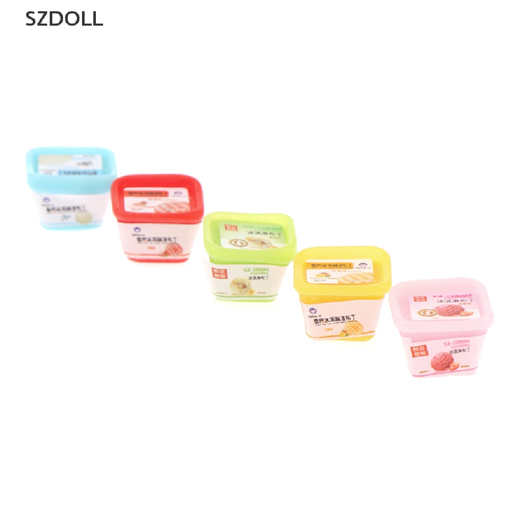 Set 10 mô hình hộp kem/ thực phẩm trang trí nhà búp bê tỉ lệ 1/12 DOM