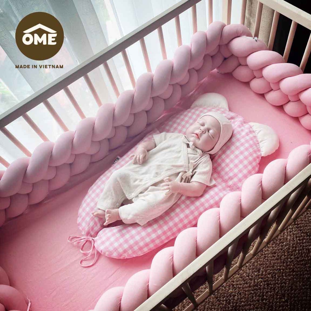 Quây Xoắn Thừng Ome Giúp Bé Tránh Bị Va Đập Vào Thành Cũi Chất Liệu Cotton Mềm Mịn