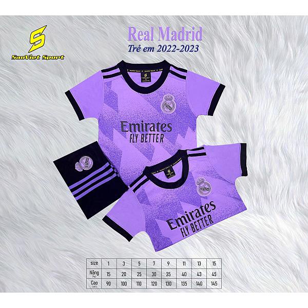 Bộ quần áo đá bóng REAL cho trẻ từ 10kg đến 45kg SV22- ViKi Sport