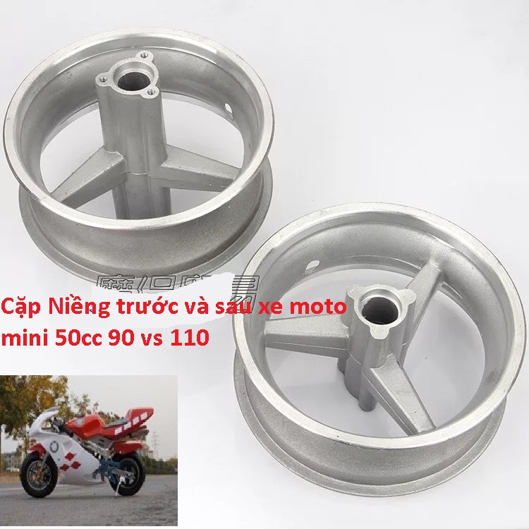 Cặp niềng trước và sau xe moto mini 50cc 90/65-6.5 và 110/50-6.5