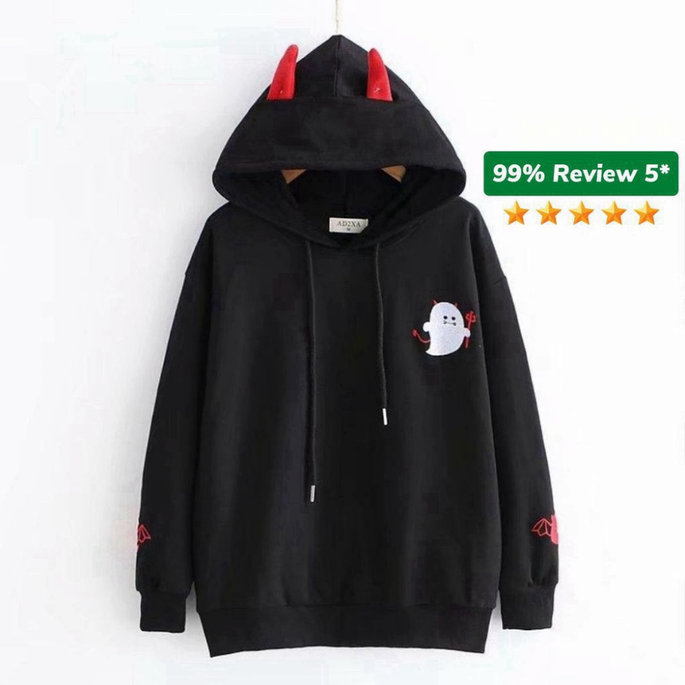 Áo khoác nỉ Hoodie unisex nam nữ KN19 in hình quỷ dơi cute, form rộng, chất nỉ cao cấp êm ái freesize dưới 60kg | BigBuy360 - bigbuy360.vn
