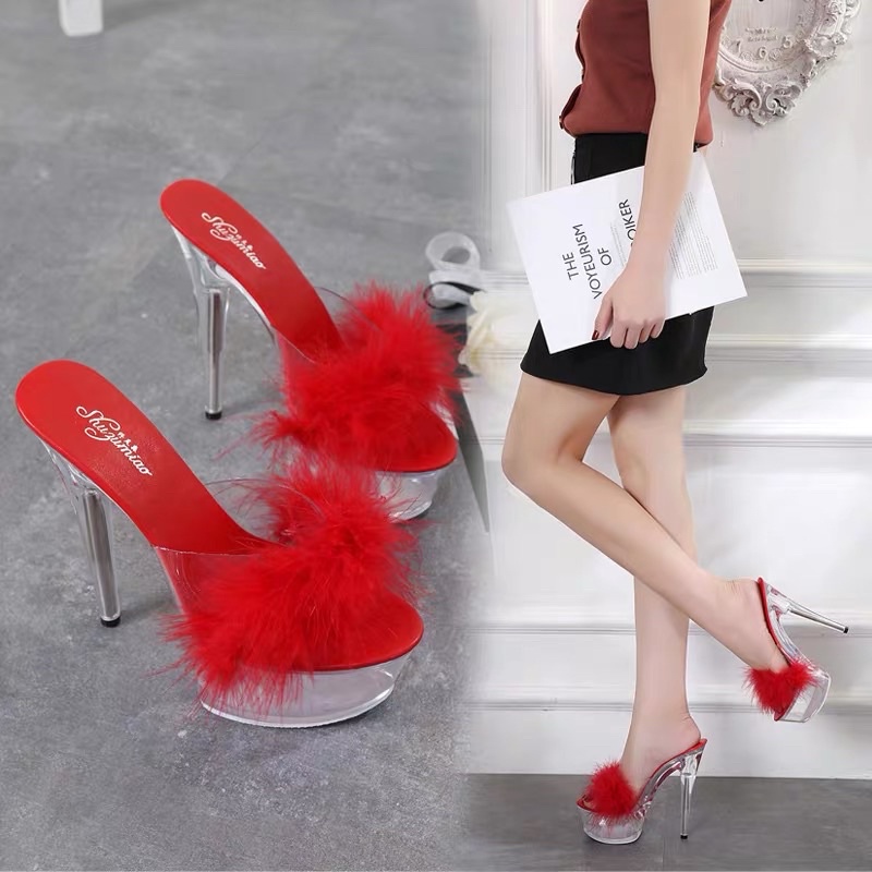Sục Cao Gót Trong 15CM Đính Lông