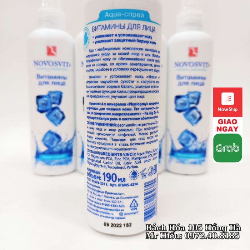 [T9/2022] Xịt khoáng Novosvit Nga 190ml