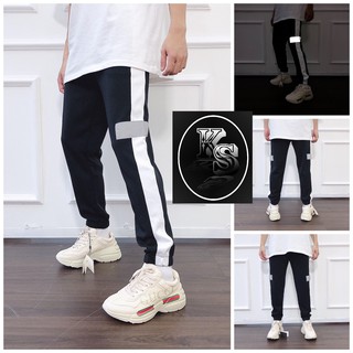 Quần Jogger 1 sọc ĐEN SỌC TRẮNG PHẢN QUANG