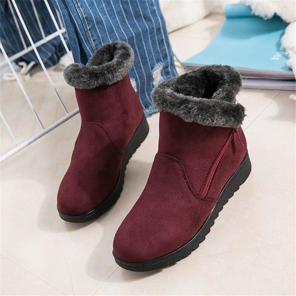 Giày bốt cổ thấp có lót lông giữ ấm vải chống thấm nước kiểu dáng thời trang cho nữ | BigBuy360 - bigbuy360.vn