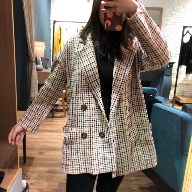 Áo khoác blazer len mẫu Zara siêu hot kèm ảnh thật