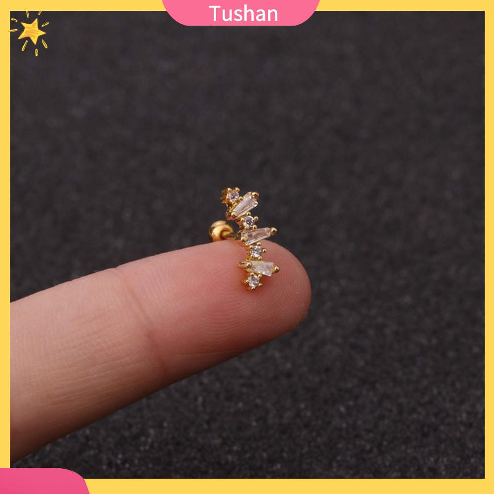 Khuyên tai dát khối đá Zirconia nhiều kiểu dáng tuỳ chọn trang sức dành cho nữ