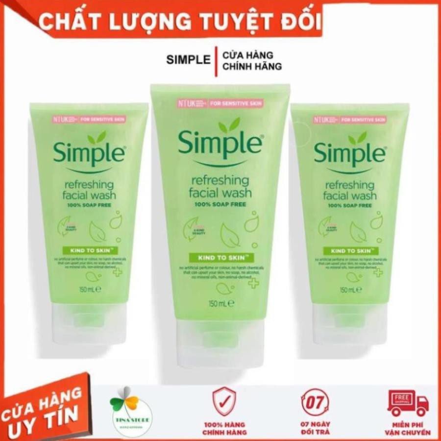 [Chính Hãng] Sữa Rửa Mặt Simple Gel Kind To Skin Refreshing Facial Wash Gel 150ml