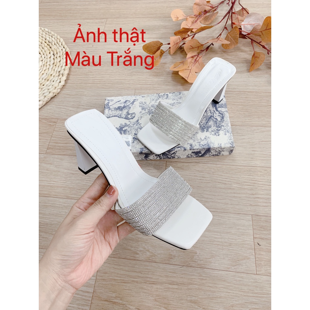 XẢ KHO  Dép guốc nữ quai đá full bản to, gót cao 8 phân