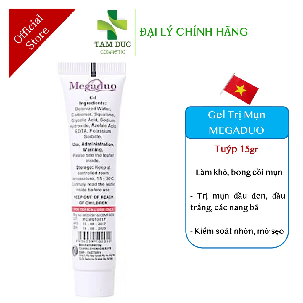 Bộ sản phẩm Sữa Rửa Mặt SKINSIOGEL CLEANSER 150ml và Gel bôi mụn MEGADUO 15gr Sạch da Ngừa mụn trứng cá Hết thâm