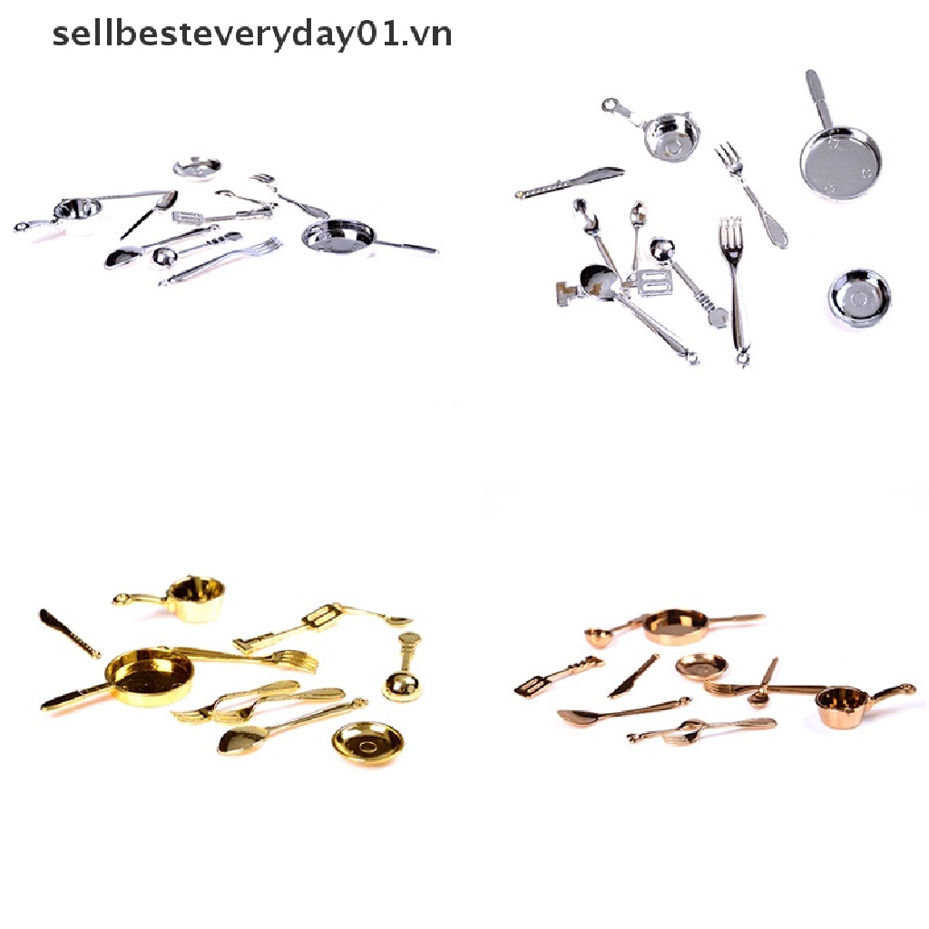 Bộ Dụng Cụ Ăn Uống Bằng Thép Không Gỉ Tỉ Lệ 1 / 12 Cho Nhà Búp Bê Bộ Dụng Cụ Ăn Uống Bằng Thép Không Gỉ Tỉ Lệ 1 / 12 11 Món Cho Nhà Búp Bê Mới Mô Hình 11 Miếng Tỉ Lệ 1 / 12 Trang Trí Nhà Búp Bê