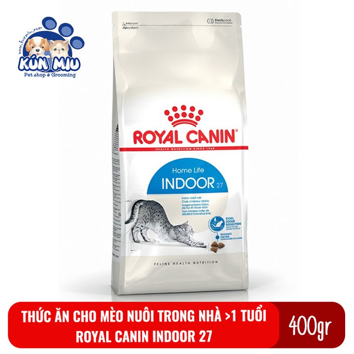 Thức ăn cho mèo nuôi trong nhà ít vận động Royal canin Indoor 27 túi 400g