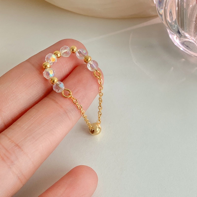 (0447) Kẹp Vành Tai Đá Dây Trong Suốt Đơn Giản Thời Trang Hàn Quốc