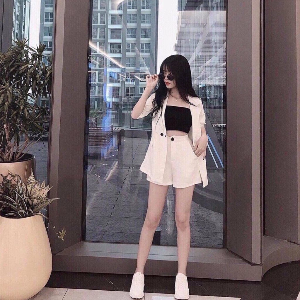 SÉT BỘ VEST ĐÙI KÈM ÁO TRONG COTTON THANH LỊCH | BigBuy360 - bigbuy360.vn