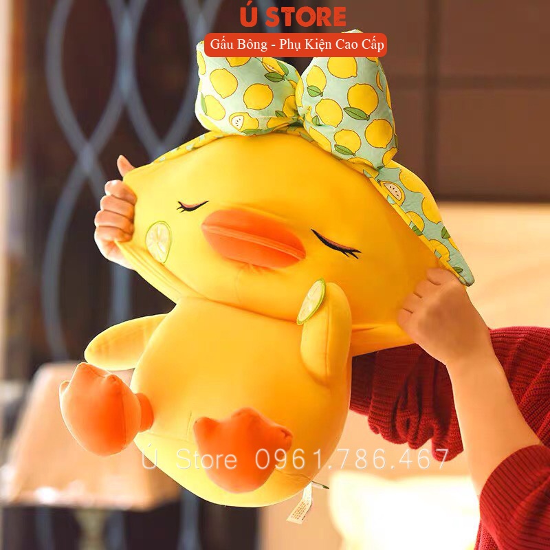 Gấu Bông Vịt Đeo Nơ má hồng dễ thương size 35cm - Đồ chơi quà tặng Hot Trend