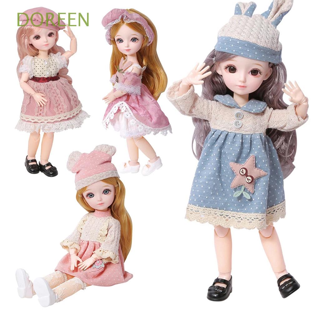 DOREEN Fashion Dress BJD Doll for Girls Girl Dolls BJD Doll 1/6 Princess Movable Joints Blue Eyeball Dolls Accessories With Full Outfits 31cm Girls Toy