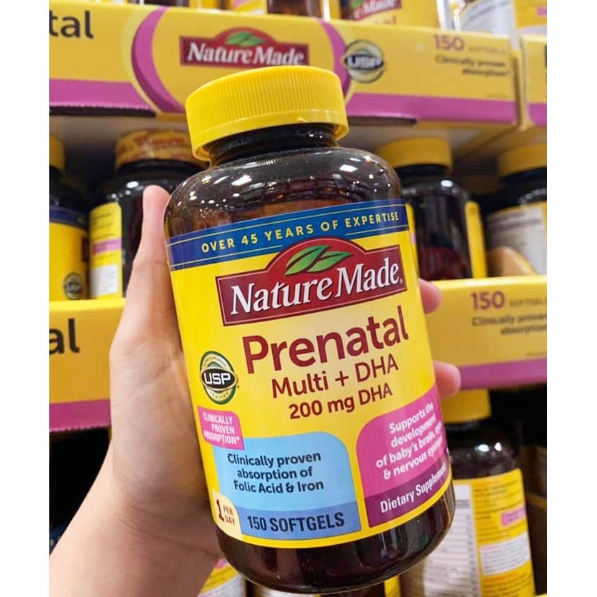 Vitamin bà bầu Prenatal + DHA 200mg Nature Made Mỹ - 150 viên