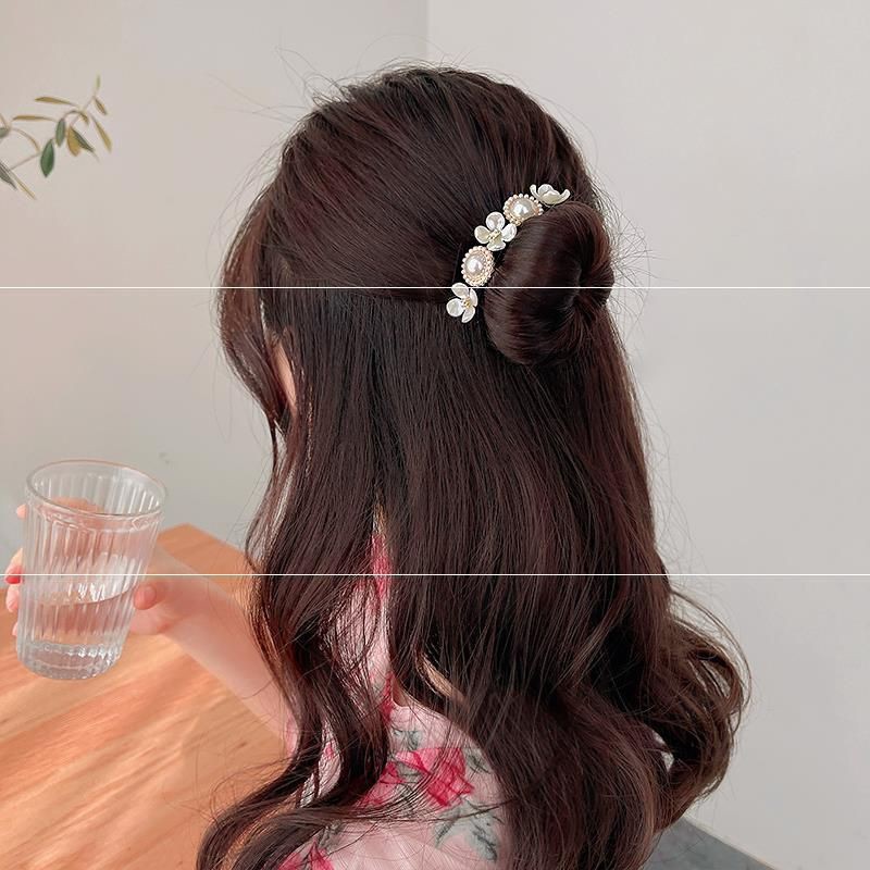 Kẹp búi tóc hoa đá ngọc trai nhân tạo - Cặp tóc dễ thương ZAZA KB0018
