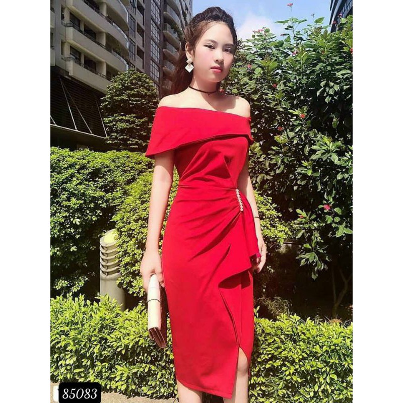 Đầm trễ vai ôm body thiết kế đơn giản siêu gợi cảm dự tiệc, liên hoan | BigBuy360 - bigbuy360.vn