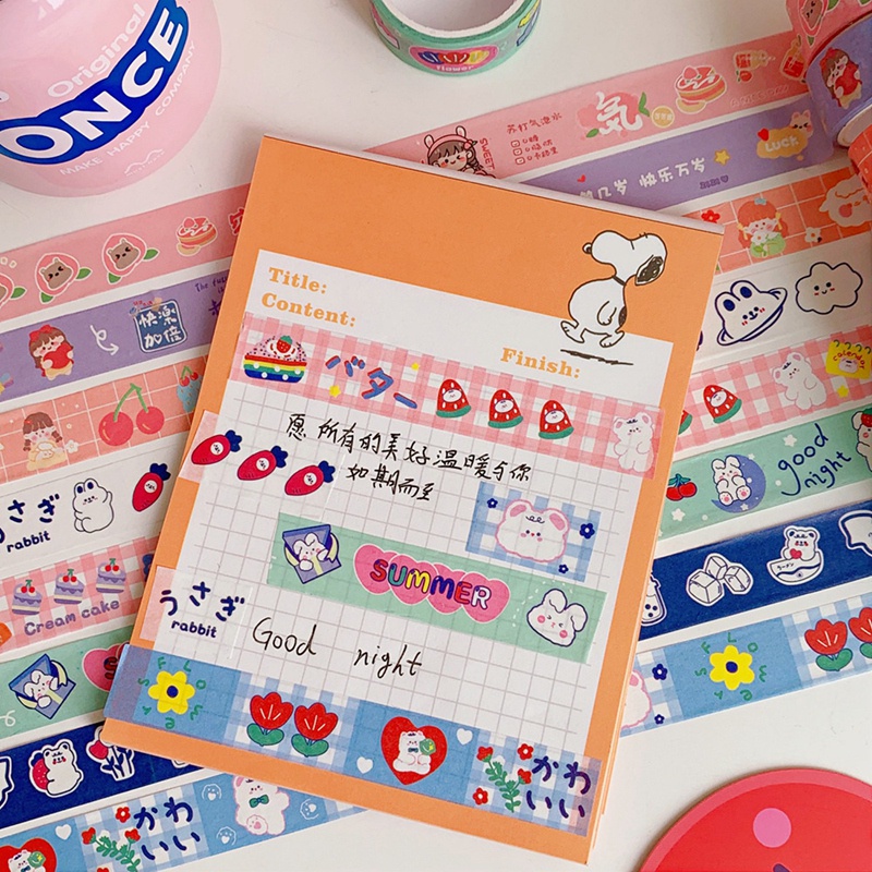 Băng Keo Giấy Dán Trang Trí Sổ Tay DIY Họa Tiết Hoạt Hình Dễ Thương