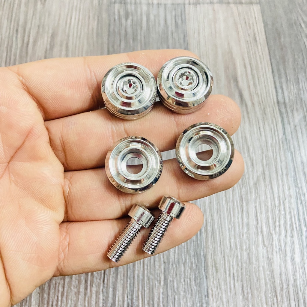 (MỚI VỀ) Bộ 04 ốc khâu pô các dòng xe tay ga như VISION, VARIO, SH, ỐC KIỂU XE MÁY MẪU SALAYA THÁI XOẮN SÁNG BÓNG