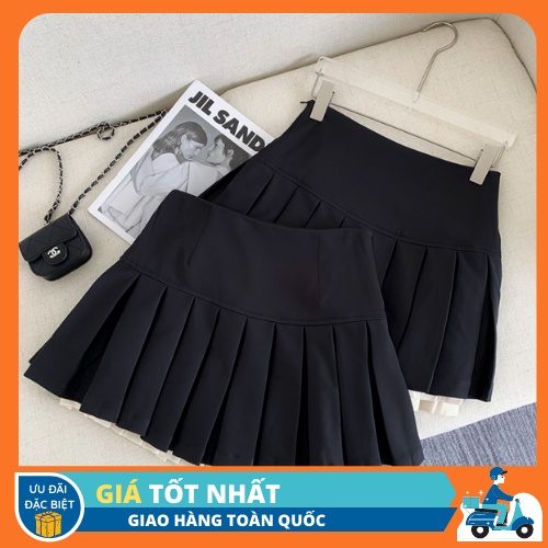 Chân váy xếp ly 2 lớp trắng, đen lưng cao