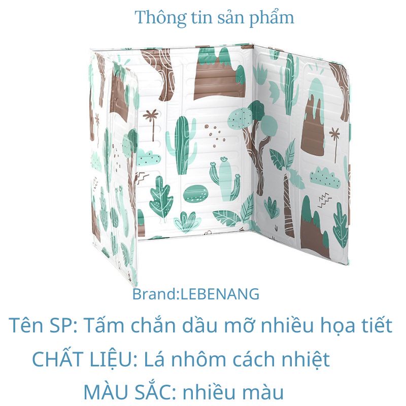 Tấm chắn dầu mỡ nhiều hoa văn bằng lá nhôm cách nhiệt  cho nhà bếp siêu tiện lợi LEBENANG PVN17403