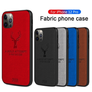 Ốp điện thoại phối vải hình nai thích hợp cho Iphone 12/12 Mini/12 Pro/12 Pro Max