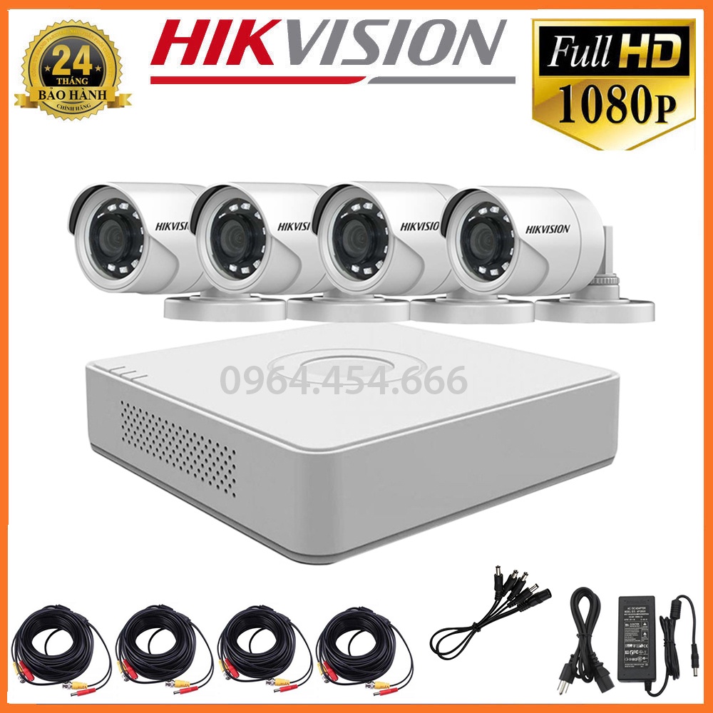 Trọn Bộ Camera Giám Sát 4 Mắt Hikvision 2.0MP Full HD - Trọn Bộ Đầy Đủ Phụ Kiện Lắp Đặt | BigBuy360 - bigbuy360.vn