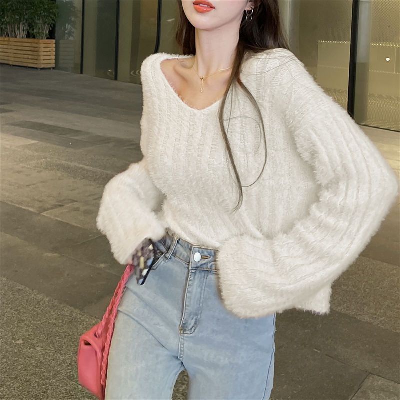 Áo Sweater Dệt Kim Chui Đầu Màu Hồng Phong Cách Thời Trang Mùa Thu Hàng Mới