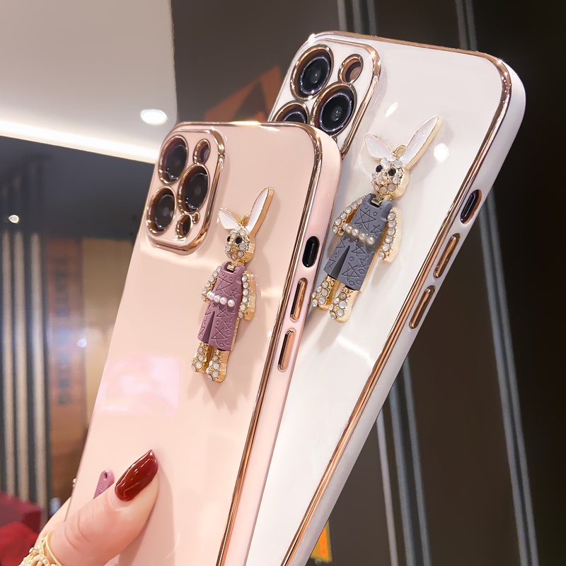 Tide Brand 6D Rubik's Cube Electroplating Water Brick Little White Rabbit Phone Case IPhone 13 13Pro 13Promax 12 12Pro 12Pro 11 11Pro 11Promax XSmax X XS XR 8 7Plus