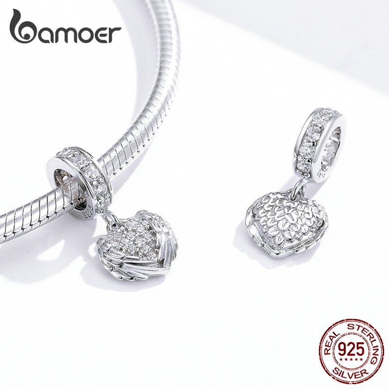 Phụ Kiện Vòng Tay Bamoer BSC138 Bạc 925 Mặt Hình Trái Tim Đính Đá Thời Trang Dành Cho Nữ