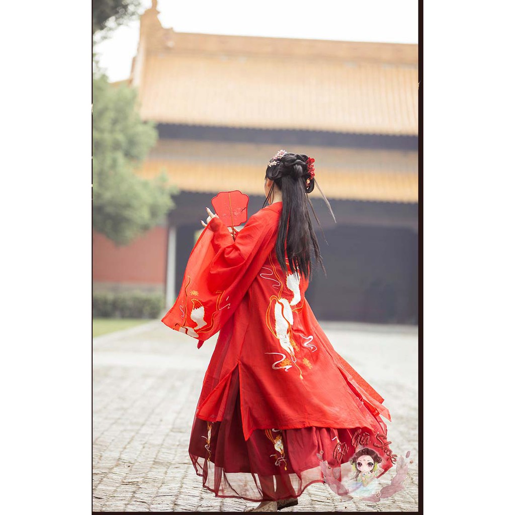 Trang phục cổ trang hán phục nữ đỏ/ đen