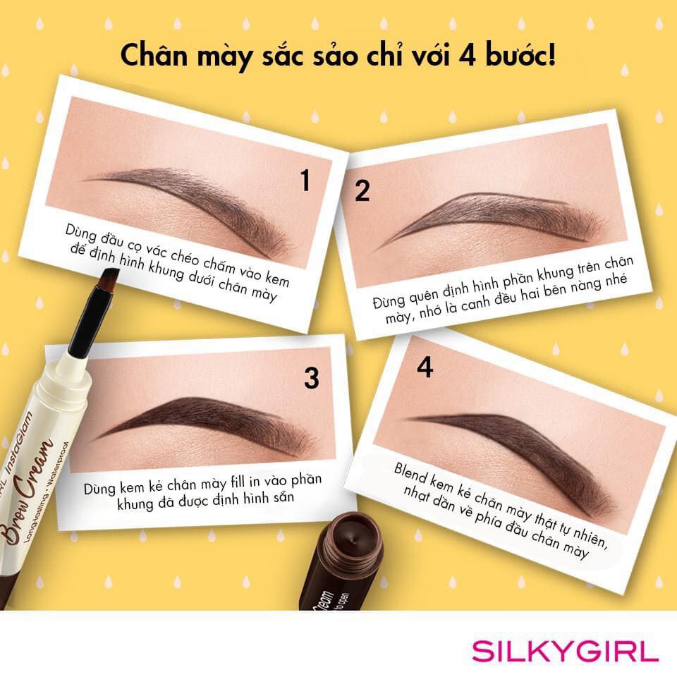 Kem Kẻ Mày Lâu Trôi Và Không Thấm Nước Silkygirl InstaGlam Brow Cream Màu Nâu Tự Nhiên #01, Màu Nâu Tối #02 | BigBuy360 - bigbuy360.vn
