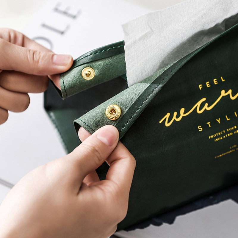 Hộp Đựng Khăn Giấy Bằng Da PU Có Khóa Kim Loại Tiện Dụng Cho Gia Đình