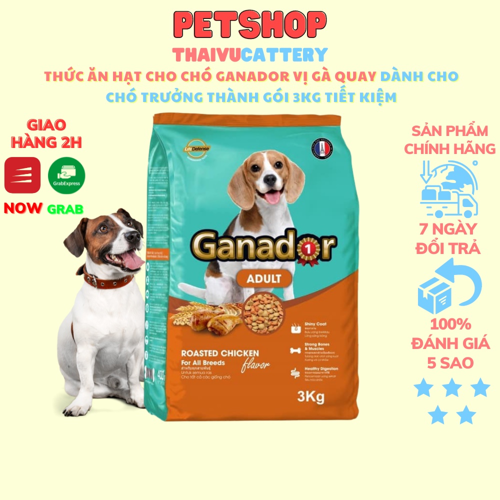 Thức ăn hạt Cho chó Trưởng Thành Ganador vị Gà Quay GÓI Tiết kiệm 3kg